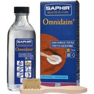 Produit d'entretien pour le cuir : nettoyant Saphir Omnidaim élimine les tâches grasses sur daim, suède et nubuck