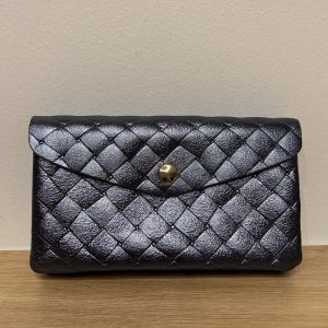 Compagnon en cuir matelassé Julio bleu denim