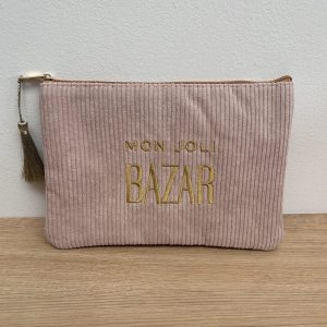 Trousse velours côtelé Mon joli bazar beige
