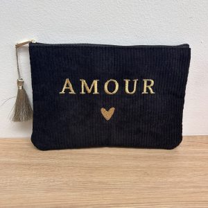 Trousse en velours côtelé AMOUR