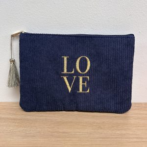 Trousse velours côtelé LOVE Marine