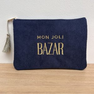 Trousse velours côtelé Mon joli bazar Marine