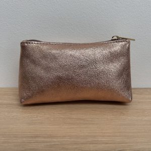 Trousse en cuir irisé champagne