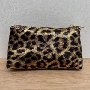 Trousse en cuir irisé léopard