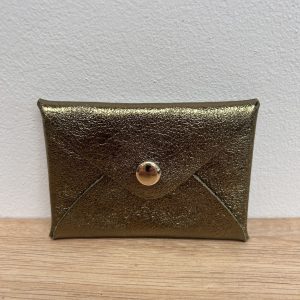 Pochette en cuir Léo vert kaki