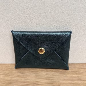 Pochette en cuir Léo bleu canard