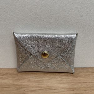 Pochette en cuir Léo argent