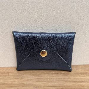 Pochette en cuir Léo bleu denim