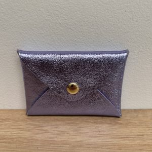 Pochette en cuir Léo lavande