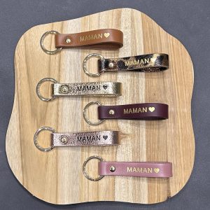 Porte-clés en cuir Maman
