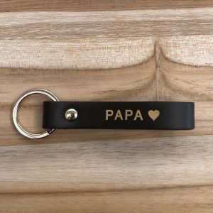 Porte-clés en cuir noir Papa