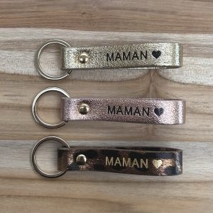 Porte-clés en cuir Maman