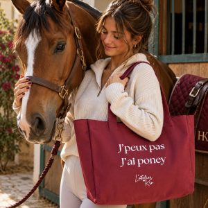 Sac Cabas bordeaux « J’peux pas, j’ai poney !  »