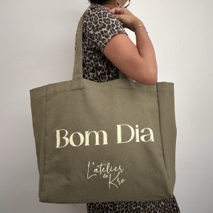 Sac cabas Vert Kaki « Bom Dia »
