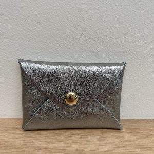 Pochette en cuir Léo gris