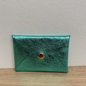 Pochette en cuir Léo turquoise