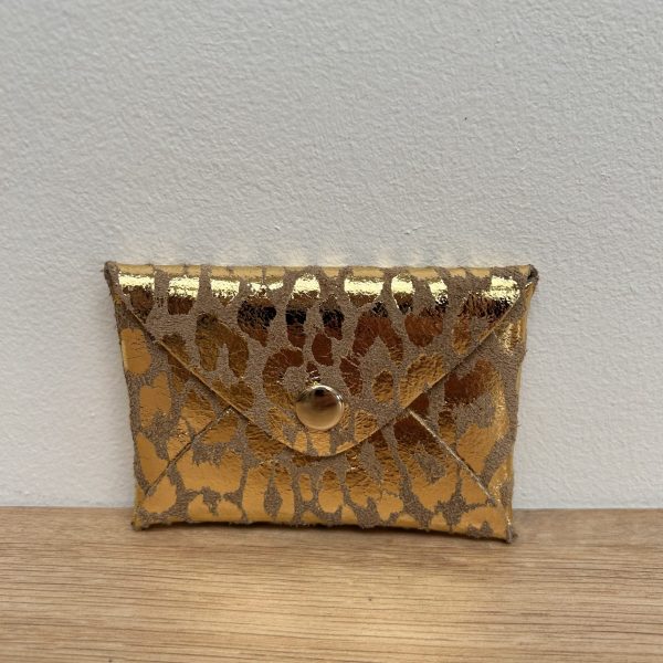 Pochette en cuir Léo gold léopard