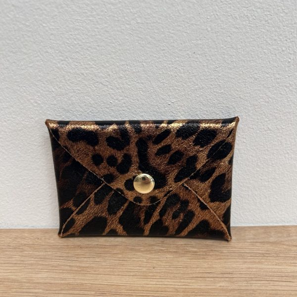 Pochette en cuir Léo print marron