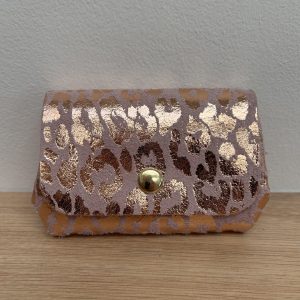 Porte monnaie triple Mia léopard rose
