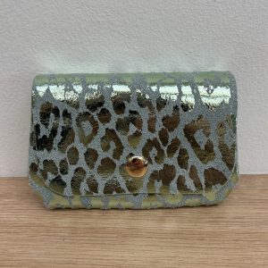 Porte monnaie triple Mia léopard menthe