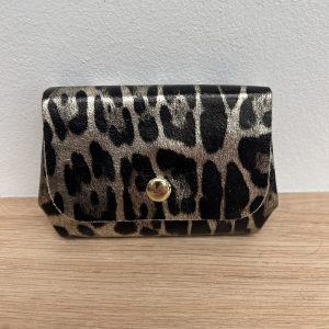Porte monnaie triple Mia léopard print Light gold