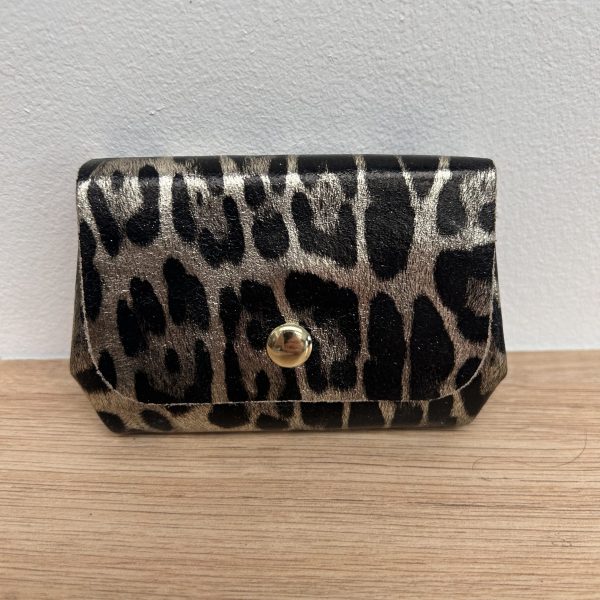 Porte monnaie triple Mia léopard print Light gold
