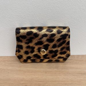 Porte monnaie triple Mia léopard print gold
