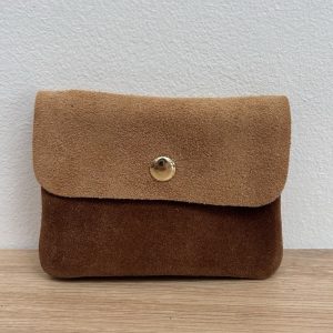 Porte-monnaie triple en daim Chris camel