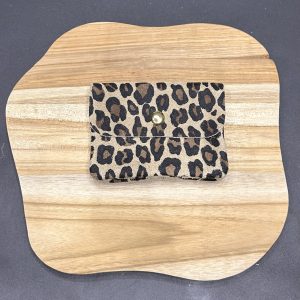 Porte-monnaie en daim Chris léopard beige