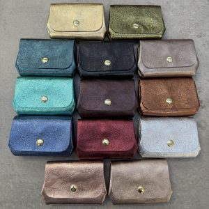 Porte monnaie triple Mia cuir metallisé