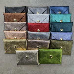 Porte monnaie enveloppe Léo cuir métallisé